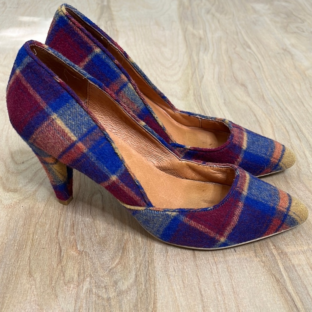Schuler & Sons Philadelphia Plaid Wool Flannel Heels Pumps Size 8
